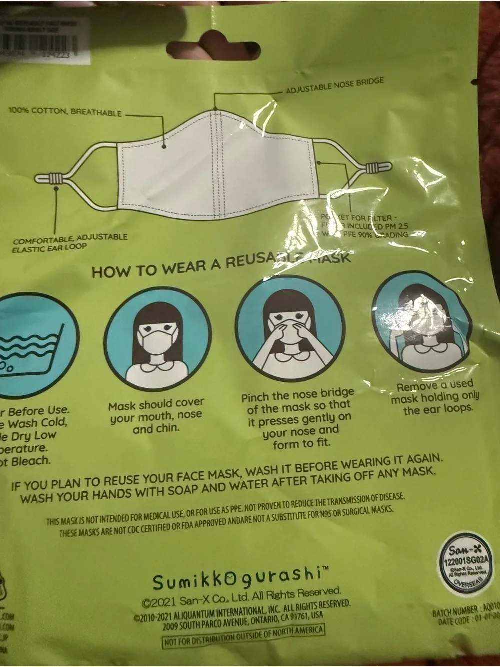 NWT Women’s Reusable Face Mask - Light Blue with Food Print